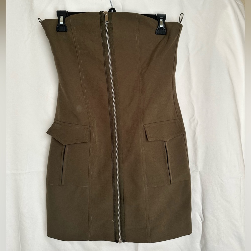 Zara mini strapless zipper dress
